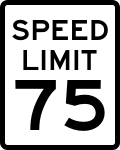 75 MPH speed limit sign