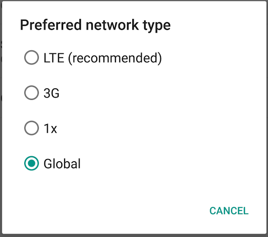 Moto X preferred network type